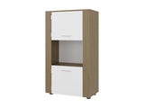 Kasaan Bookcase with Upper and Lower Doors, Open Display Shelves and Vertical Storage Design, B097P474311
