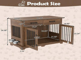 44.48" Large Dog Crate Furniture, Indoor Wooden Dog Kennel End Table with 2 Storage Drawers and 71193742