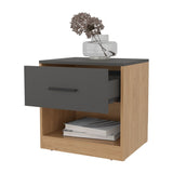 Solomon Nightstand with a Drawer, Natural Oak and Matt Grey B128P263724