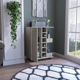 Bar Cart, Two External Shelves, Four Casters, Six Built-in Wine Rack, Single Door Cabinet -Light B07091826