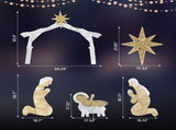 6ft Silver Roof 190LED Lights Nativity Scene Garden Jesus Decoration 74630382
