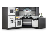 Interactive Kids Play Kitchen with Ice Maker & Chalkboard, Corner Design Pretend Cooking Set with 98686354