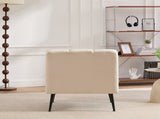 24.4" Wide Modern Upholstered Armless Chair with Black Metal Legs, Velvet Accent Chair for Living W3098P308777