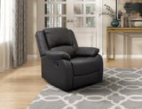 Modern Reclining Chair Dark Brown Faux Leather Upholstery Pillowtop Arms Solid Wood Frame 1pc Living B011P188428