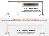 Adjustable Photo Backdrop Stand, 510ft Crossbar & 2.56.5ft Support Stands, AluminumIron 12065229