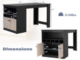 48 inch black kitchen bar table with storage cabinet and wine rack 54512743
