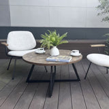 Round Coffee Table Wood Grain and Black Metal W2221P190871