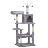 ZNTS 57 inch Cat Tree Cat Tower for Indoor Cats, Cat House with Padded Platform Bed, Toy Balls, Large 42828232