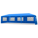 ZNTS 10'x30' Outdoor Party Tent with 8 Removable Sidewalls, Waterproof Canopy Patio Wedding Gazebo, Blue 03964821