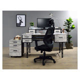 Antique White and Black 5-Drawer Computer Desk B062P209211
