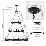 27 Light Metal Ring Chandelier Black W1340P241302
