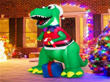6FT Inflatable Christmas Dinosaur Santa Hat/Vest Gift Boxes, Bright LED Lights, Waterproof 30198205
