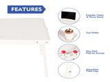 26 in Adjustable Height Personal Folding Table with Cupholder and Tablet Holder, White 57918338