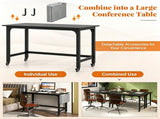 Mobile Rolling Computer Desk 48 Inch, Heavy Duty Metal Frame Home Office Desk with Storage Bag Hooks 12259958