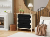3 Drawer Buffet Sideboard with Adjustable Shelves, Storage Cabinet with Hand-woven rope decorated W688P237931