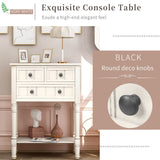 Narrow Console Table, Slim Sofa Table with Three Storage Drawers and Bottom Shelf 49804782