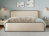 Modern Metal Bed Frame with Curved Upholstered Headboard and Footboard Bed with Under Bed Storage, N701P229014B