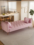 71 inch convertible love seat sofa, American retro pink velvet, suitable for small living room, W165880948