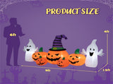 9ft Inflatable Halloween Decor 5 Pumpkins, 2 Ghosts, Internal LED Lights, Waterproof Polyester, 95470629