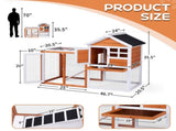 Wooden Rabbit Hutch Outdoor Chicken Coop Indoor Bunny Cage with Run, Guinea Pig House Pet House with 89109545