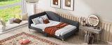 Twin Size Upholstered Daybed with Headboard and Armrest, Support Legs, Grey WF318293AAE