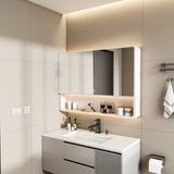 Aluminium Medicine Cabinet Mirror, 35 x 28 Inches Medicine Cabinet with 3 Colors LED Light and W2700P269441