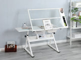 WHITE adjustable tempered glass drafting printing table with chair 76053892