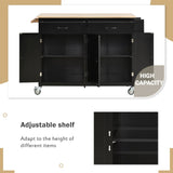 Kitchen Island Cart with Solid Wood Top and Locking Wheels,54.3 Inch Width,4 Door Cabinet and Two WF286911AAB