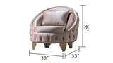 Modern Style Button Tufted Chair Made Of Wood and Gold Coated Metal Legs in Taupe Color 698781276105