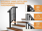 Matte Black Outdoor 1st Tier Iron Handrail 42488572