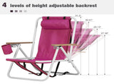 2 Pack 4-Position Adjustable Folding Beach Chairs, Heavy Duty Steel Frame 84208198