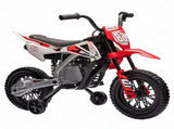 Red 12V Kids Electric Motorcycle Twist Handle Throttle, Safety Training Wheels, Rear Suspension 99710101