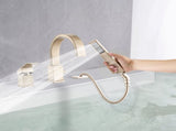 Waterfall Bathtub Faucet with Sprayer, 3-Hole Roman Filler with Hand Shower Deck Mount Waterfall W1224P206190