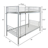 ZNTS Iron Bed Bunk Bed with Ladder for Kids Twin Size Gray 40700088