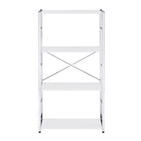 White and Chrome 4-Tier Rectangular Bookshelf B062P184591