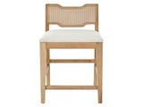 28" Farmhouse Barstools Set of 2,Upholstered Armless Iron Counter Stools with Natural Rattan N762P411404D