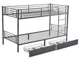 Twin Over Twin Convertible Bunk Bed with 2 Storage Drawers, Metal Bunk Bed Can 03534327