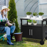 ZNTS Outdoor Grill Cart with Storage, Rolling Bar Cart Movable Kitchen Island for BBQ, Patio Dining Cart 64945841