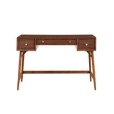 Modern Styling Counter Height Writing Desk Brown Finish Storage Drawers Nickel Knob Hardware Walnut B01146476