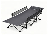 Gray No-Assembly Portable Toddler Camping Bed, Elevated Foldable Kids Sleepover Cot with Anti-Roll 97491237