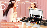 ZNTS Portable Makeup Case with LED Mirror Travel Makeup Bag Cosmetic Organizer Box with Locks, Brush W1550P163303