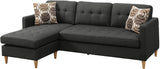 ZNTS Black Polyfiber Sectional Sofa Living Room Furniture Reversible Chaise Couch Pillows Tufted Back B01149143