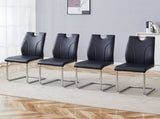 Black PU Dining Chair Set.Uniquely designed black dining chairs. PU material, paired with silver W2920P225022