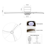 52" Flush Mount Ceiling Fan Solid Wood Blades Ceiling Fan With Light with Remote Control, Noiseless W1592P322632