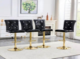A set of 2 black vintage crocodile leather lift bar chairs, featuring crystal clasp design and W3875P371071