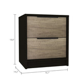Kaia Nightstand , End Table, Side Table Two Drawers, Metal Handle -Black / Pine B20092065