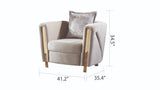 Thick Velvet Fabric Upholstered Chair Made With Wood in Beige B009P153972