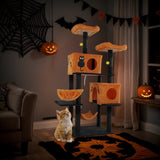 61" Halloween Cat Tree, Large Cat Tower with 2 Spacious Cat Condos, 2 Padded Perches, 2 Hammocks, 04019116