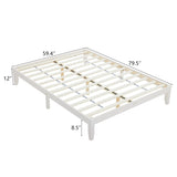 ZNTS Basic bed frame washed white Queen 206*151*30.5cm wooden bed 53968405