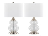Belle 20" Contemporary Glass Accent Lamp in Clear Wrinkle Glass, Brushed Nickel and White Linen B202P224027